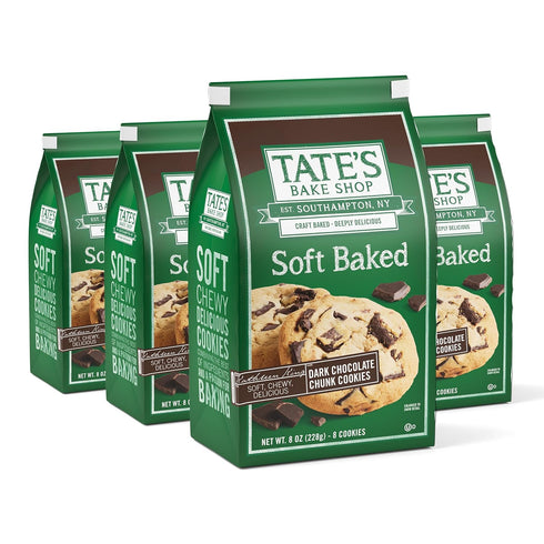 Tate's Bake Shop Soft Baked Cookies, Dark Chocolate Chunk, 4-8 oz Bags