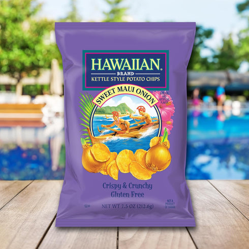 KILAUEA FIRE Pack, 18 (1 oz Pack Hawaiian Brand Kettle Style Potato Chips Surf Single-Serve Bags Each) Includes Sweet