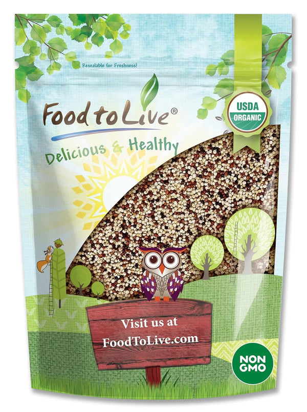 Food to Live Organic Tri-Color Quinoa, 5 Pounds Non-GMO, Blend of White,