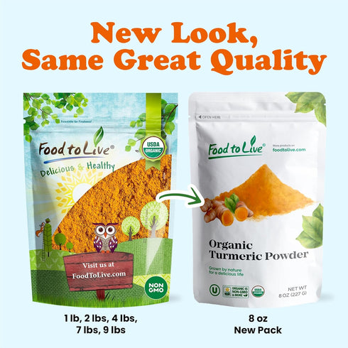 4 Food to Live Organic Turmeric Powder, Pounds Non-GMO, Finely Ground Turmeric Root, Pure, Kosher, Vegan, Bulk.