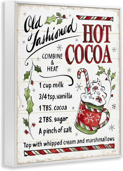 16 20 Inches, Stupell Industries 'Old Fashioned Hot Cocoa Recipe', Framed Giclee Art, White, x Easy to Hang and Sturdy