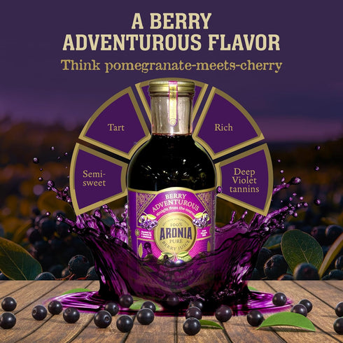 Berry Adventurous (30 Oz) 100% Packed Natural Aronia Berry Juice Fl Proudly USA Grown, Full Strength, Cold Pressed