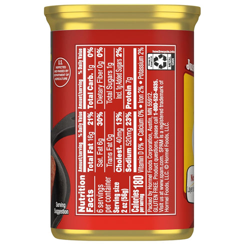 7 12 oz (Pack 12) SPAM with Real HORMEL Bacon, g protein