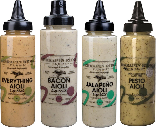 Terrapin Ridge Farms Aioli Garnishing Sauce Variety Pack Everything, Bacon, Jalapeo &