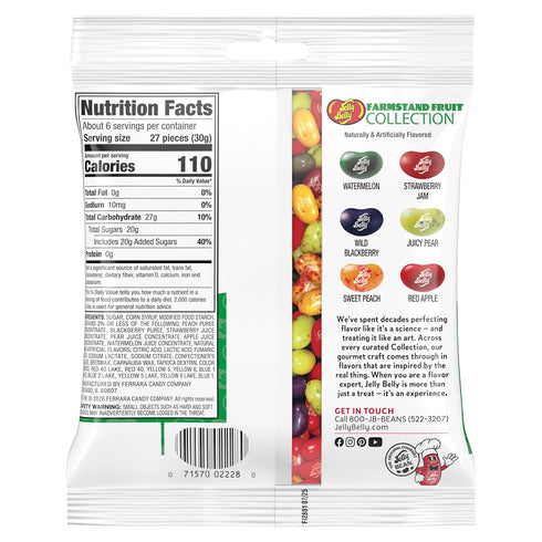 6 oz Jelly Belly Farmstand Fruit Jelly Bean Collection - Peg Bag - Genuine, Official, Straight from the Source