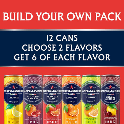Sanpellegrino Pack, 12-Pack Italian Sparkling Drinks, Build Your Own Variety Sparkling Fruit Beverage, Made