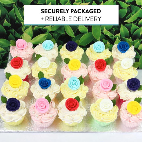 12 Count Global Sugar Art Edible Kosher Royal Icing Deep Violet Medium Roses for Cake and Cupcake Decorating by Chef
