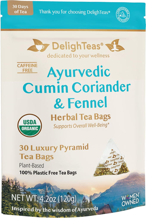 DelighTeas Organic Digest & Detox CCF Tea | Eco-friendly, Compostable Pyramid Tea