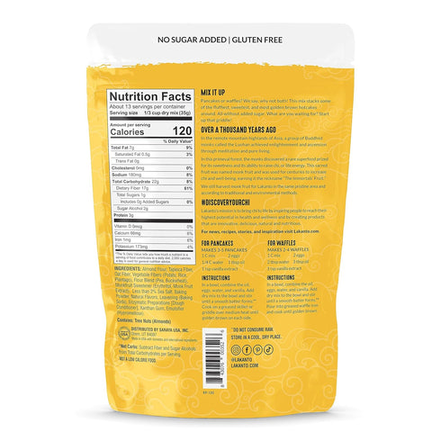16 oz Lakanto Pancake and Waffle Mix - Sweetened with Monk Fruit Sweetener and Erythritol, Breakfast, Flapjacks, Almond