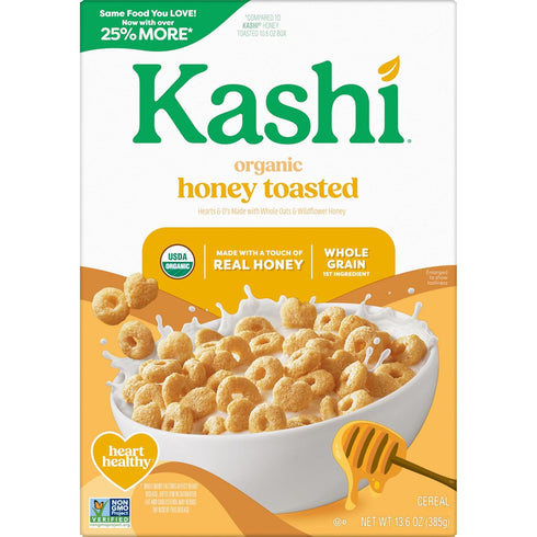 13.6oz (1 (Pack 4) Kashi Breakfast Cereal, Organic, Whole Grain, Honey Toasted, Box Box)