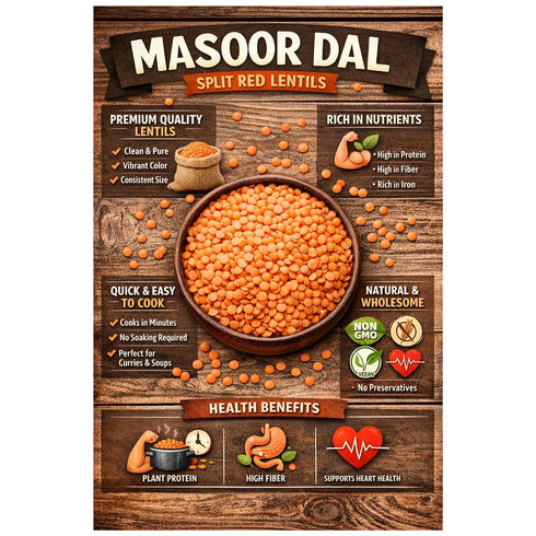 2 lb (32 oz) KwikMeal Masoor Dal (Split Red Lentils) | Premium Quality, Protein-Rich, Quick Cooking | Non-GMO, Vegan
