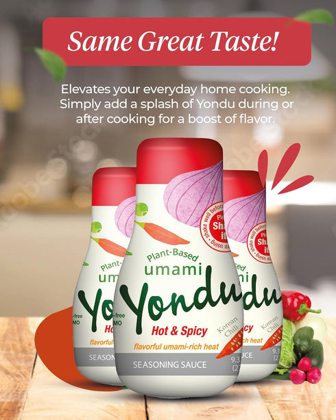 Yondu Hot & Spicy Vegetable Umami Essence (9.3fl oz) - Authentic Korean Sauce for All Dishes