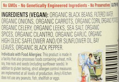 14.5 Amy's Organic Black Bean Vegetable Soup, Ounce