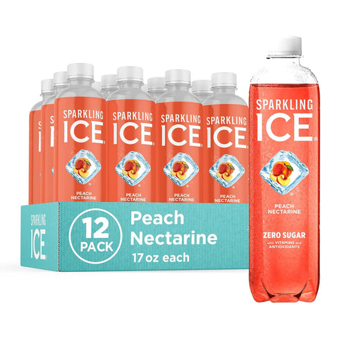 Sparkling Ice, Peach Nectarine Sparkling Water, Zero Sugar Flavored Water, with Vitamins