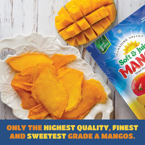 Paradise Valley 8 oz. 6 Pack) Dried Mango Slices - Delicious Texture Soft & Juicy Low Sugar Added Dried Mango
