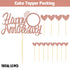 Sumerk Rose Gold Glitter Happy Anniversary Cake Topper, 13PCS Cake Decorations Set for Celebration Party