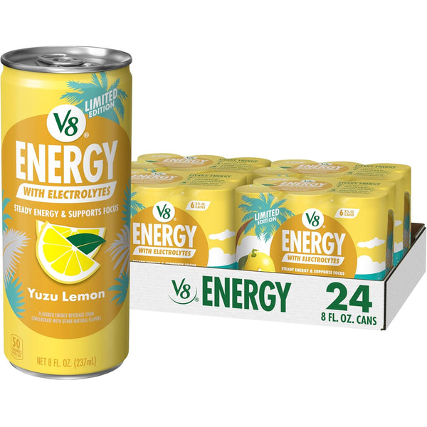 V8 Energy Yuzu Lemon Energy Drink, 8 fl oz Can, 6 pack