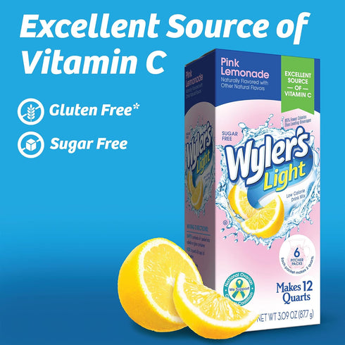 Packs, Lemonade,6 Packets Wyler's Light Pitcher Water Drink Mix,Pink Pitcher