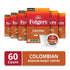 10 Count (Pack 6) Folgers Colombian Coffee, Medium Roast, Keurig K-Cup Pods, Box