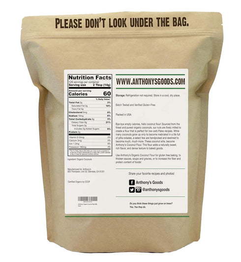 4 lb, Anthony's Organic Coconut Flour, Batch Tested Gluten Free, Non GMO, Vegan, Keto Friendly