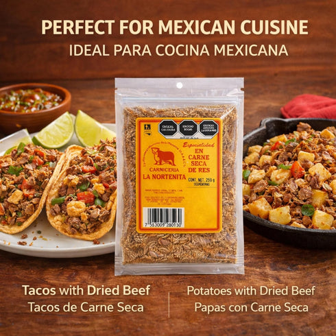 LA NORTENITA 250g (8.8oz) Beef Jerky - Carne Seca de Res, - Shredded Beef Snacks, Jerky Snacks, Meat Snacks - All