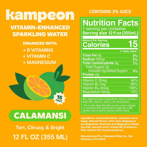 12oz (6-Pack) pack Kampeon Calamansi Filipino inspire sparkling water - Cans - Filipino Lemonade with Real Calamansi