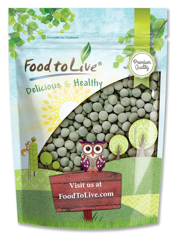 Food to Live - Whole Dried Green Peas, 5 Pounds Green Vatana,