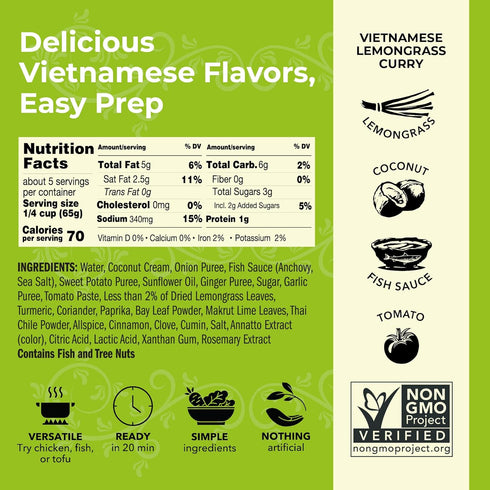 20 12 oz (Pack 2) Red Boat Fish Sauce Vietnamese Lemongrass Curry | Deliciously complex flavors ready in min | Simple