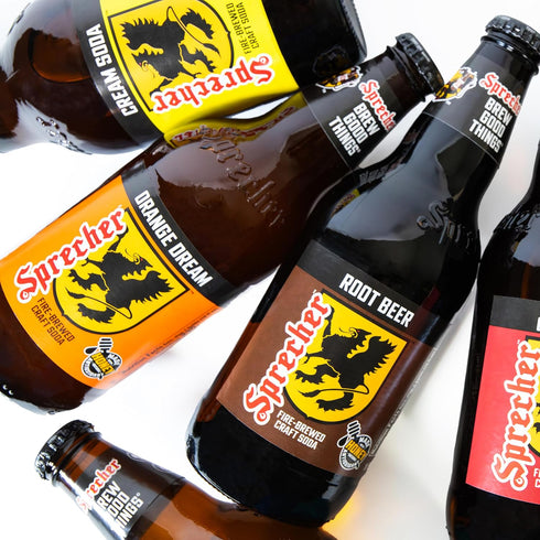Sprecher 16 oz (12 Pack), Cream Soda in fl Glass Bottles Fire-Brewed Craft Soda with Real Honey, Gourmet Handcrafted