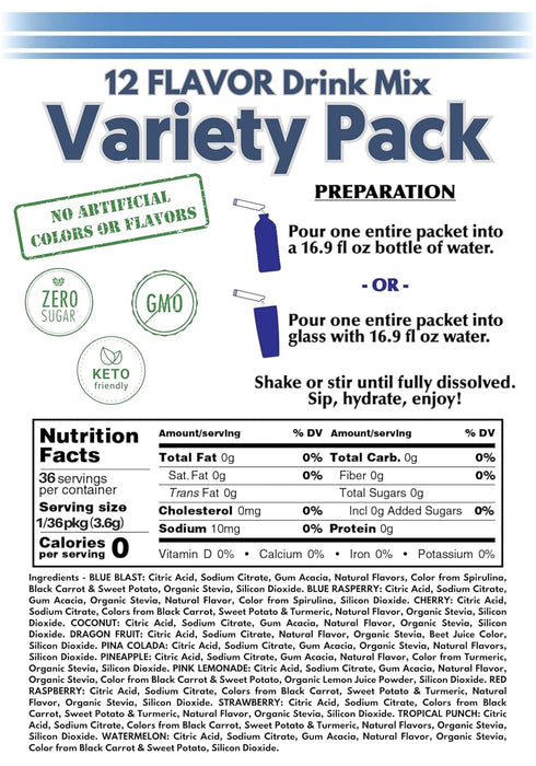 2GO 12 Drink Mix - (All NATURAL Variety - Flavor)