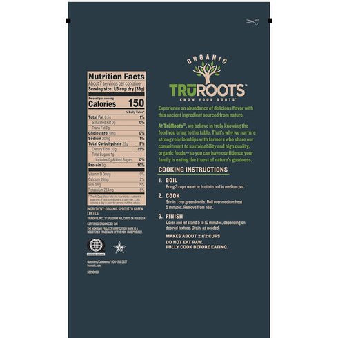 10 OZ TRUROOTS Organic Sprouted Green Lentils