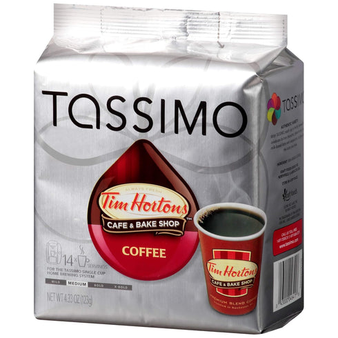 Tassimo Tim Hortons Cafe & Bake Shop Medium Roast Coffee T-Discs for Single Cup Brewing Systems (14 ct Pack)
