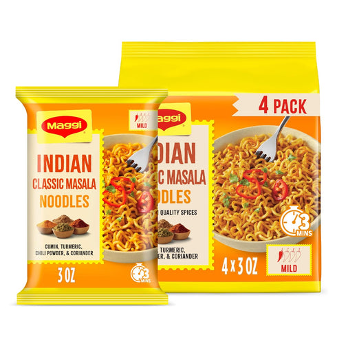 Maggi Classic Indian Masala Noodles, 3 min Indian Noodles, Mildly Spicy, Vegetarian,