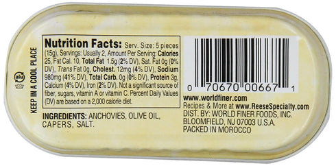 2 (Pack 10) Reese Rolled Anchovies, Ounce Tins