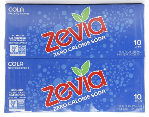 Zevia Zero Calorie Soda, Cola, Non-GMO, 10 Count, 120 Fl Oz (Pack