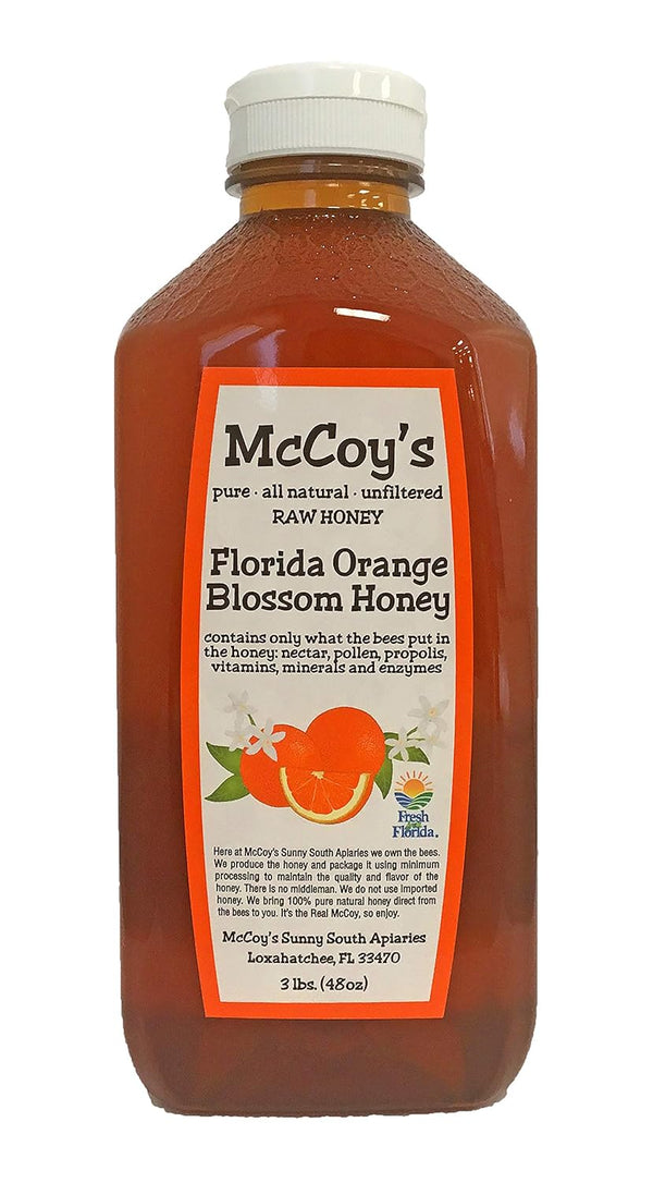 McCoy's Honey Raw Honey - Pure All Natural Unfiltered & Unpasteurized - Florida Orange