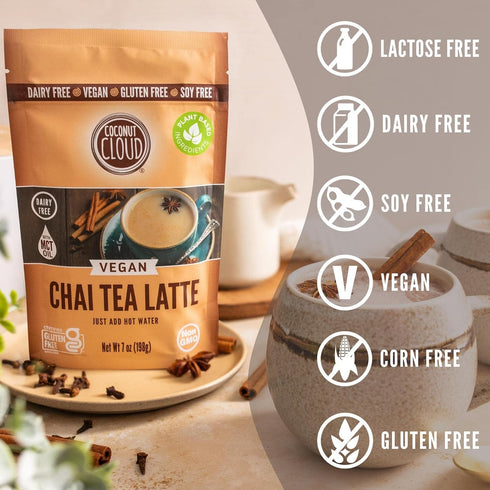 Coconut Cloud Vegan Spiced Chai Tea Latte – Creamy, Delicious & Easy Dairy Free Alternative, 7 oz