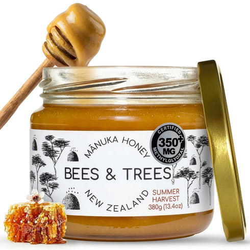 Bees & Trees Manuka Honey 350+ MGO Raw, Pure New Zealand Monofloral
