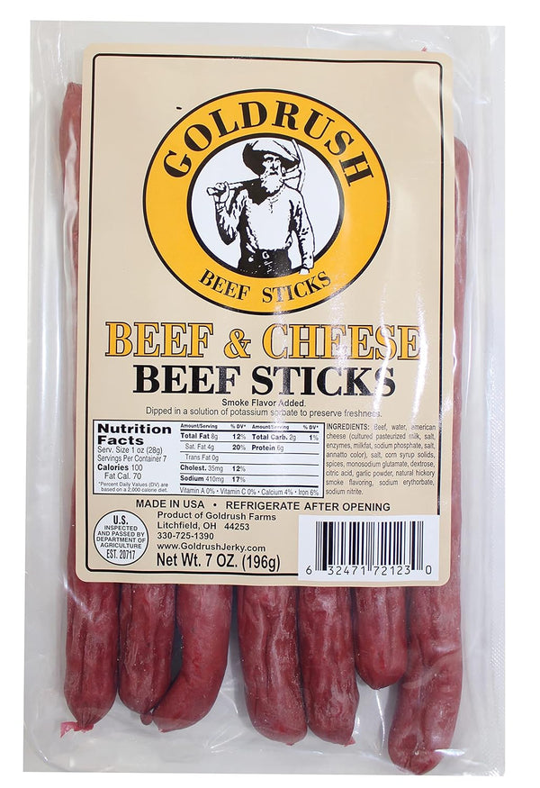 GOLDRUSH Gold Rush Beef Sticks 7oz. Package (Beef & Cheese)
