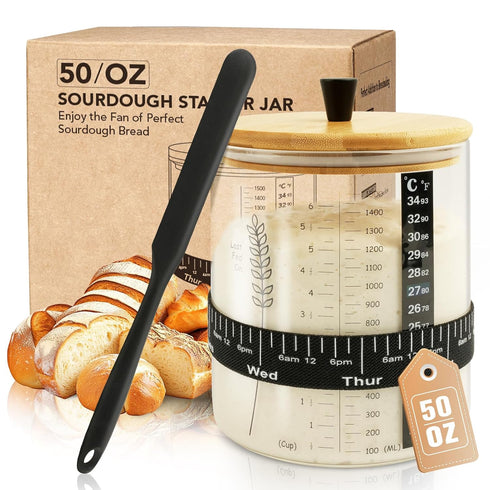 50oz Sourdough Starter Jar, Wide Mouth Sourdough Jar, Large Capacity Sourdough Bread