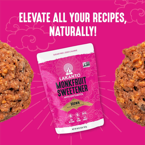 (3 lb) Lakanto Brown Monk Fruit Sweetener with Erythritol - Brown Sugar Substitute, Zero Calorie, Baking, Vegan, Keto