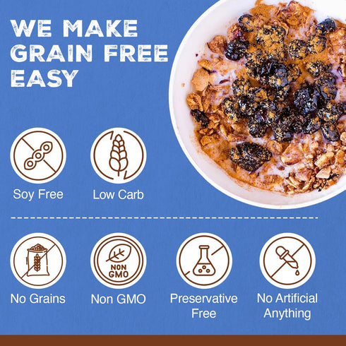10 Oz (Pack 1) Paleonola Cinnamon Blueberry Grain Free Granola, Resealable Bag of - Grainless Paleo Granola Blended