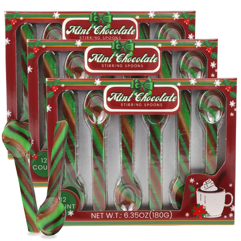 Mint Chocolate Candy Spoons, Hot Cocoa and Coffee Stir Sticks, Christmas Stocking