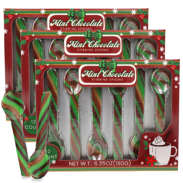 Mint Chocolate Candy Spoons, Hot Cocoa and Coffee Stir Sticks, Christmas Stocking