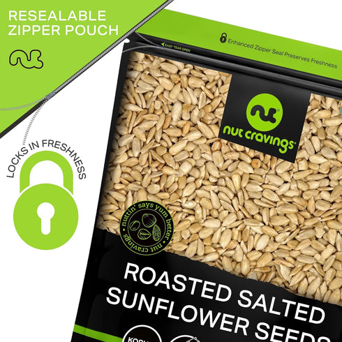 (4oz 0.25 LB) Packed NUT CRAVINGS - Roasted Salted Sunflower Seeds Kernels to eat, No Shell Hulled - Bulk Nuts Fresh