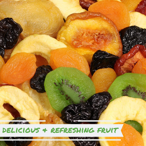 2 lbs (32 Oz) Dried Mixed Fruit with Prunes by It's Delish, Jumbo Container | Snack Mix of Prunes, Apricots, Plums