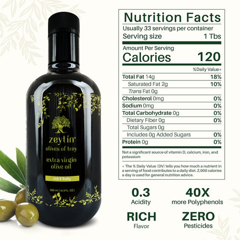 2024 2024 Packaging (16.9fl oz 1 Pack) Zeytin Olive Oil Extra Virgin - GOLD MEDAL & Early Harvest - Fresh Harvest