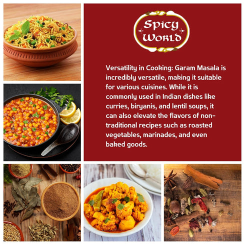Spicy World Garam Masala Powder, 7-Ounce (15 Premium Spice Blend), Salt Free, Vegan, Indian Origin
