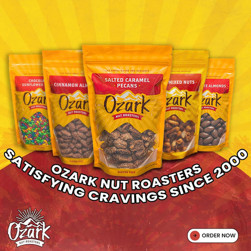 OZARK (14 oz) NUT ROASTERS, Salted Caramel Cashews, Flavored Snack Nuts, Gluten-Free Gourmet Candied Cashews, Blend