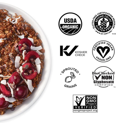 18oz, Pack 6 One Degree Organic Foods Gluten Free Sprouted Cacao Nib Instant Oatmeal